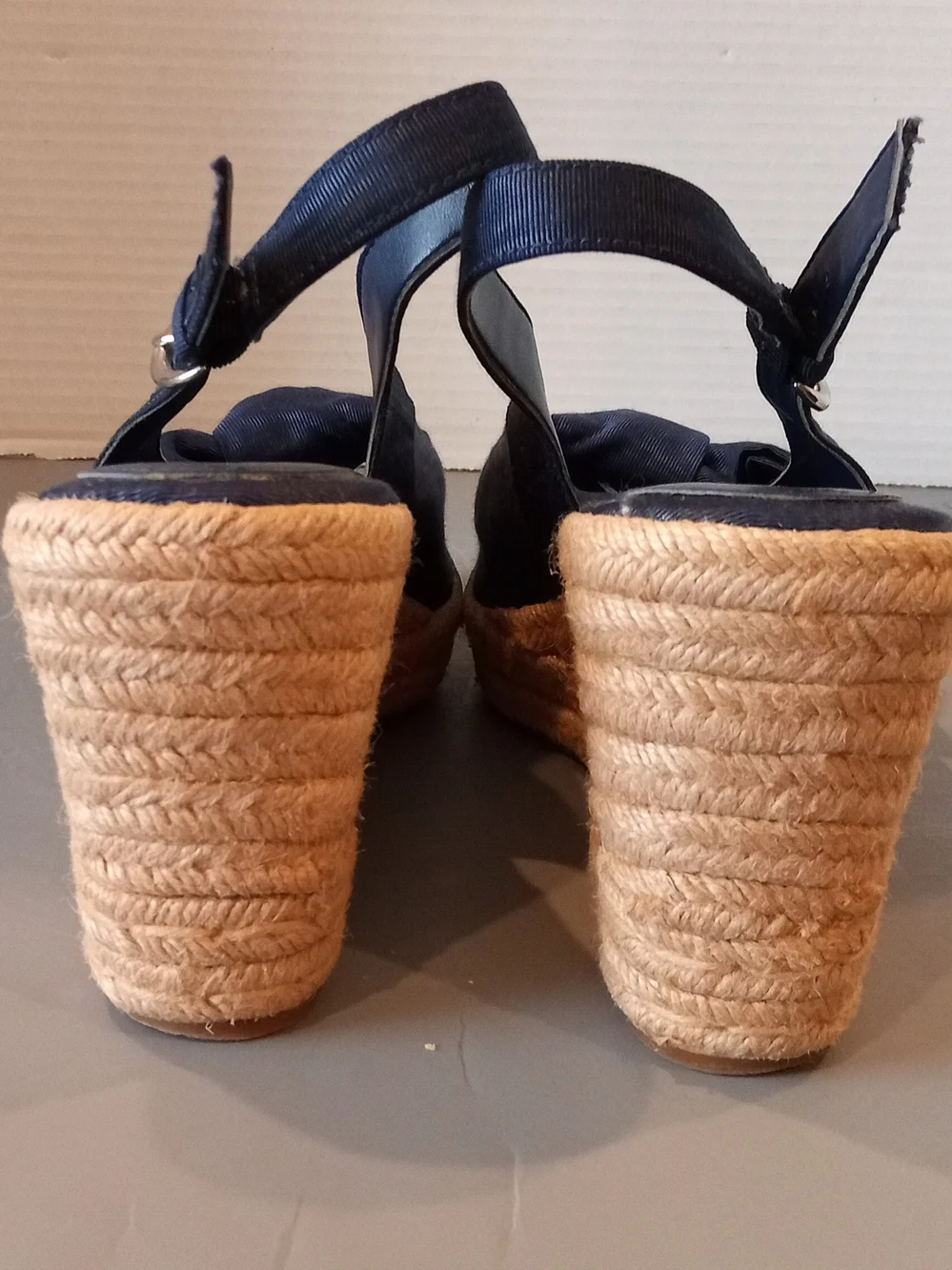 Naturalizer Navy Slingback Wedge Sandals with Bow Womens Size 9.5